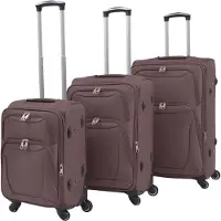 vidaXL 3-tlg. Weichgepäck Trolley-Set Kaffeebraun