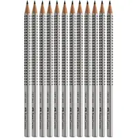 Faber-Castell Bleistift Grip 2001, HB, 12 Stück, silber