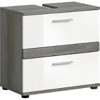 Xonox .home Waschtischunterschrank Blake BxHxT 60 x 57 x 34 cm Frontfarbe weiß hochglanz / Korpus rauchsilber