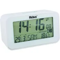 Mebus digitaler Funkwecker mit Mondkalender, Beleuchtung, Innenthermometer, 2 Weckzeiten, Schlummer-Funktion