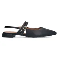 Manfield Schwarze Leder-Slingbacks mit doppeltem Riemchen | Größe 37