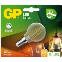 GP LED Lamp Filament Mini Globe, E14, DIM, 5W (40W), 470lm