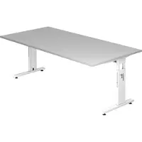 Hjh OFFICE PRO MEGA 2E W - 200 x 100 höhenverstellbar Grau/Weiß
