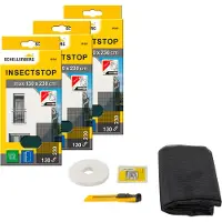 SCHELLENBERG 3er Pack 50281 Fliegengitter für bodentiefe Fenster oder Türen, extragroßes Insektenschutz ohne bohren, 130 x 230 cm, anthrazit