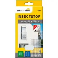 SCHELLENBERG Fliegengitter für bodentiefe Fenster oder Türen, extragroßes Insektenschutz ohne bohren, 130 x 230 cm, weiß, 50280