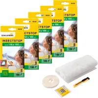 SCHELLENBERG 5er Pack 50328 Fliegengitter für Dachfenster mit Reißverschluss, Insektenschutz UV-stabil, einfache Montage, weiß, 150 x 180 cm