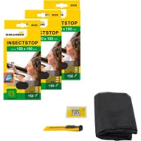 SCHELLENBERG 3er Pack 50329 Fliegengitter für Dachfenster mit Reißverschluss, Insektenschutz UV-stabil, einfache Montage, anthrazit, 150 x 180 cm