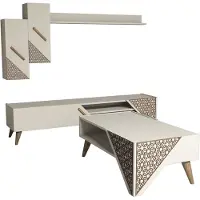 Skye Decor , Beril - Cream, Wohnzimmermöbel-Set, Creme, 100 % MELAMINBESCHICHTETE SPANPLATTEN, 180 x 37 x 40 cm