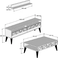 Skye Decor , Line - Walnut, Wohnzimmermöbel-Set, Nussbaum, 100 % MELAMINBESCHICHTETE SPANPLATTEN, 150 x 30 x 50 cm