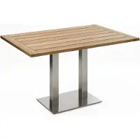 Niehoff Bistro Tisch Edelstahl Teak 68x68 - 140x95 cm