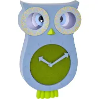 TFA-Dostmann Kinderwanduhr Willy 60.3052.06, geräuschlos, Eulendesign, Ideal für das Kinderzimmer, Blau, 110 x 70 x 330 mm, 110 x 70 x 330 mm