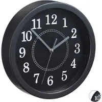 Relaxdays Wanduhr rund, Ø 20cm, Kleine Uhr zum Aufhängen, Klassisches Design, batteriebetrieben, Sekundenzeiger, Schwarz