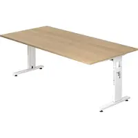Hjh OFFICE PRO MEGA 2E W - 200 x 100 höhenverstellbar Eiche/Weiß