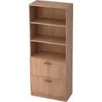 Hjh OFFICE PRO SIGNA G 7300 SG - Nussbaum 5 OH Schrank mit Hängeregistratur (abschließbar) Streifengriff Kunststoff