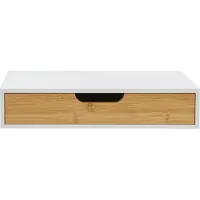En.casa Wandregal mit Schublade Bokn bamboo 40x24x8 cm weiß [en.casa]