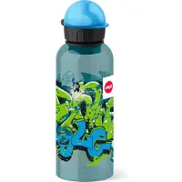 EMSA Teens Trinkflasche, 600 ml, Handliche Trinkflasche aus robustem Kunststoff, 1 Trinkflasche, Motiv: Graffiti