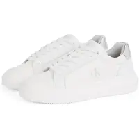 Calvin Klein Weiße Damen-Sneaker mit silbernen Details und herausnehmbarem Fußbett