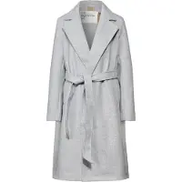 Street One Kurzjacke , Damen, Gr. 42, grau (metallic grau), Web, Obermaterial: 100% Polyester, unifarben, regular fit knielang, Jacken Kurzjacke, mit Gürtel zum Taillieren