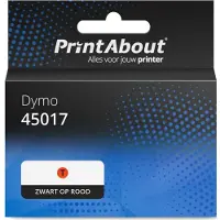 PrintAbout Schriftband kompatibel mit Dymo 45017 (S0720570) - (12 mm) - Schwarz auf rot