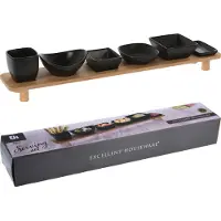 Koopman International Servierschüssel-Set – 6-teilig – Schwarz – mit Tablett