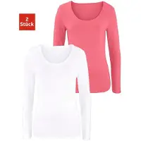Vivance Langarmshirt in apricot, weiß | Gr.: 40-42