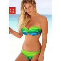 Venice beach Bügel-Bandeau-Bikini , Damen, Gr. 34, Cup C, grün (türkis, gestreift), Polyamid, Querstreifen, gestreift, Bikini-Sets Bügel-Bandeau-Bikini, im trendigen Streifen-Look
