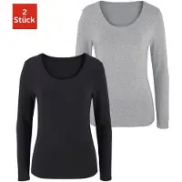 Vivance Langarmshirt "aus elastischer Baumwoll-Qualität" 2er-Pack, sommerliches Langarmshirt
