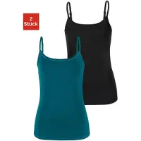 Vivance Spaghettitop in petrol, schwarz | Gr.: 44-46