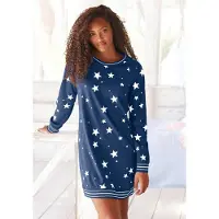 Vivance Sleepshirt mehrfarbig Gr. 32/34 für Damen. Rundhals und Allover-Druck. Basic. Nachhaltig.