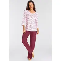 Vivance Pyjama mehrfarbig Gr. 32/34 für Damen. Rundhals und Allover-Druck. Bequem. Nachhaltig.