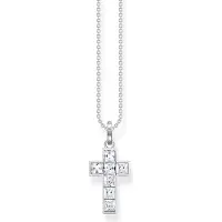 Thomas Sabo Halskette Kreuz mit Weissen Steinen Silber