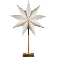 Markslöjd Standleuchter Stern Solvalla Holz/Papier elektrisch E14 ohne Leuchtmittel 64cm Ø40cm weiß/natur