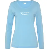 s.Oliver Pyjamaoberteil blau Gr. 44/46 für Damen. Rundhals und Druck. Bequem. Nachhaltig.