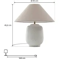 LUCANDE Tischlampe Thalorin , weiß / opal, für Wohn- / Esszimmer, Keramik, Skandinavisch, Tischlampe
