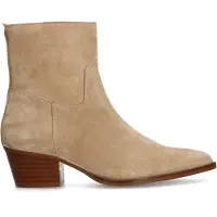 Manfield Beigefarbene Veloursleder-Stiefeletten mit Absatz | Größe 38