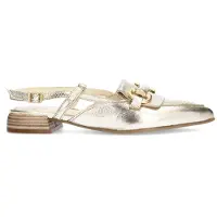 Manfield Goldfarbene Leder-Slingbacks mit Riemchen | Größe 39