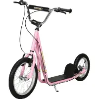 HOMCOM Kinder Tretroller mit Bremsen Scooter 16/12 Zoll verstellbar Rosa