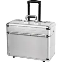 Juscha Pilotenkoffer, mit Tragegriff und Rollen, mit Laptopfach, Aluminium, silber