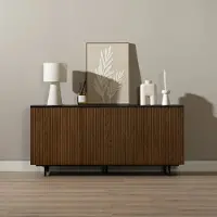 Livin24 Bronx71 Sideboard Haley schwarz / Eiche dunkel 160x45x74 cm