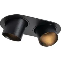 QAZQA - Modern Einbauleuchte schwarz GU10 50mm 2-flammig - Installa I Wohnzimmer I Schlafzimmer - Metall Rund - LED geeignet GU10