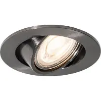 QAZQA - Modern Moderner Einbaustrahler Gunmetal GU10 50 mm rund schwenkbar - Cisco I Wohnzimmer I Schlafzimmer - Aluminium Rund - LED geeignet GU10