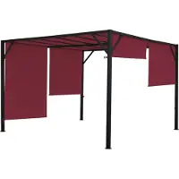 Mendler Pergola Beja, Garten Pavillon Terrassenüberdachung, stabiles 6cm-Stahl-Gestell + Schiebedach bordeaux-rot 3x4m