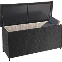Mendler Poly-Rattan Kissenbox MCW-D88, Gartentruhe Auflagenbox Truhe Premium schwarz, 63x135x52cm 320l