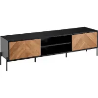 FineBuy Lowboard Holz Schwarz / Eiche-Nachbildung 163x45x40 cm TV-Kommode mit zwei Türen TV-Schrank Hoch Fernsehtisch Fernsehschrank Modern Fernsehkommode
