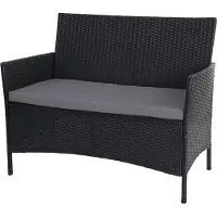 Mendler Poly-Rattan Gartenbank Hamar, Sitzbank Bank anthrazit, Kissen anthrazit