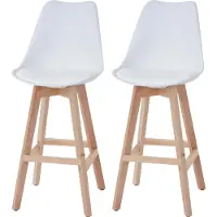 Mendler 2er-Set Barhocker Vaasa T501, weiß, Sitzfläche Kunstleder weiß, helle Beine