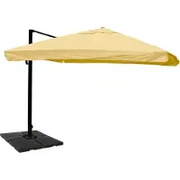 Mendler Gastronomie-Ampelschirm MCW-A96, 3x4m (Ø5m) Polyester Alu/Stahl 26kg Flap, creme mit Ständer