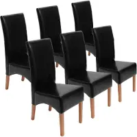 Mendler 6er-Set Esszimmerstuhl Crotone, LEDER schwarz,helle Beine