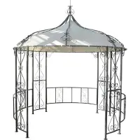 Mendler Pergola Cabrera, Rundpavillon Garten Pavillon, stabiles Stahl-Gestell, Ø 3m creme