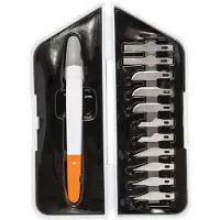Fiskars Bastelmesser "Premium Präzision", 13er Set Inhalt: 1 x Präzisions-Messer, 3 x gekrümmte-Klingen, 5